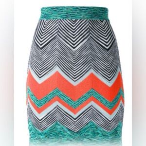 Missoni Chevron Pencil Skirt - Black, Orange, Green
